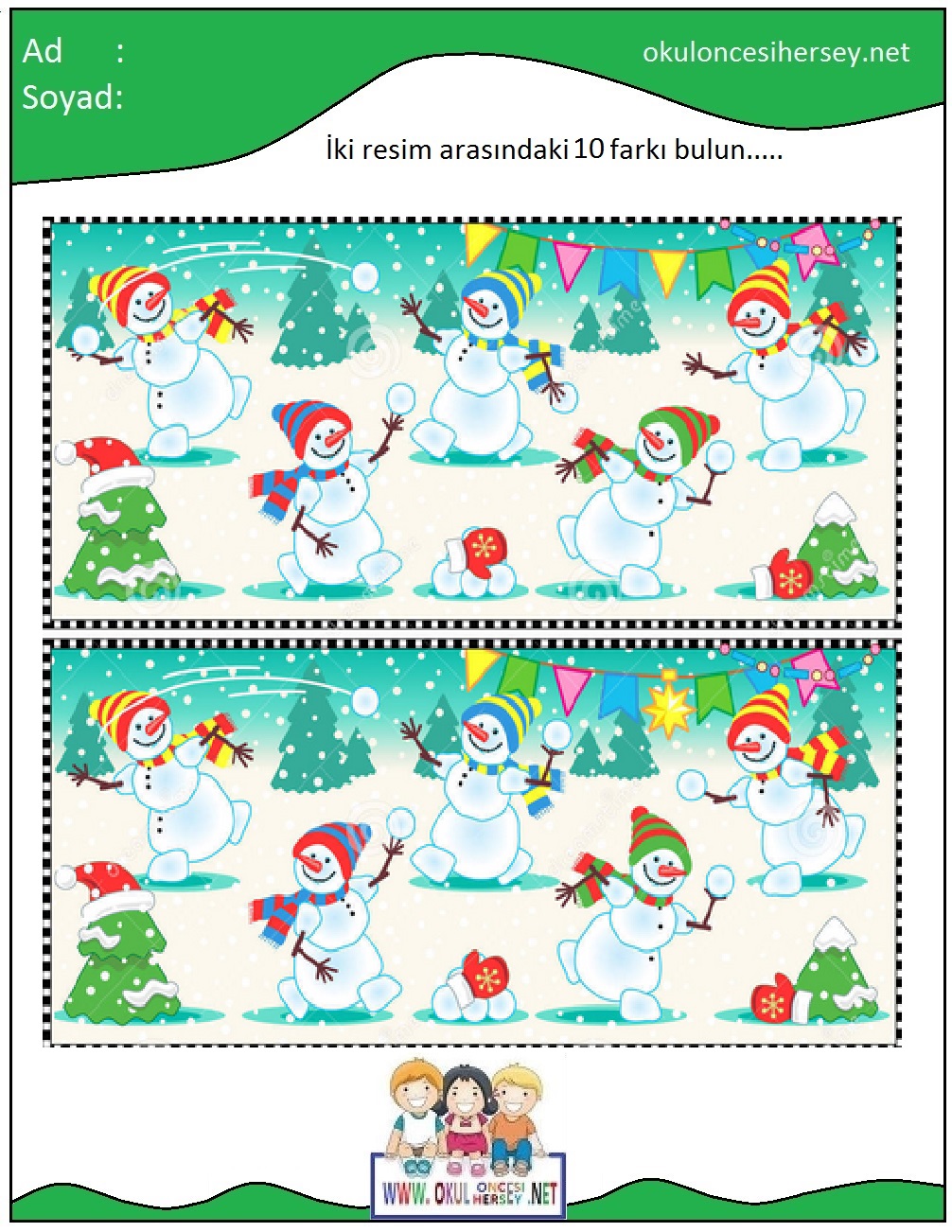 okul öncesi İki Resim Arasındaki Farkı Bul